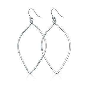 #58 Silver Handmade Hammered Leaf Dangle Earrings